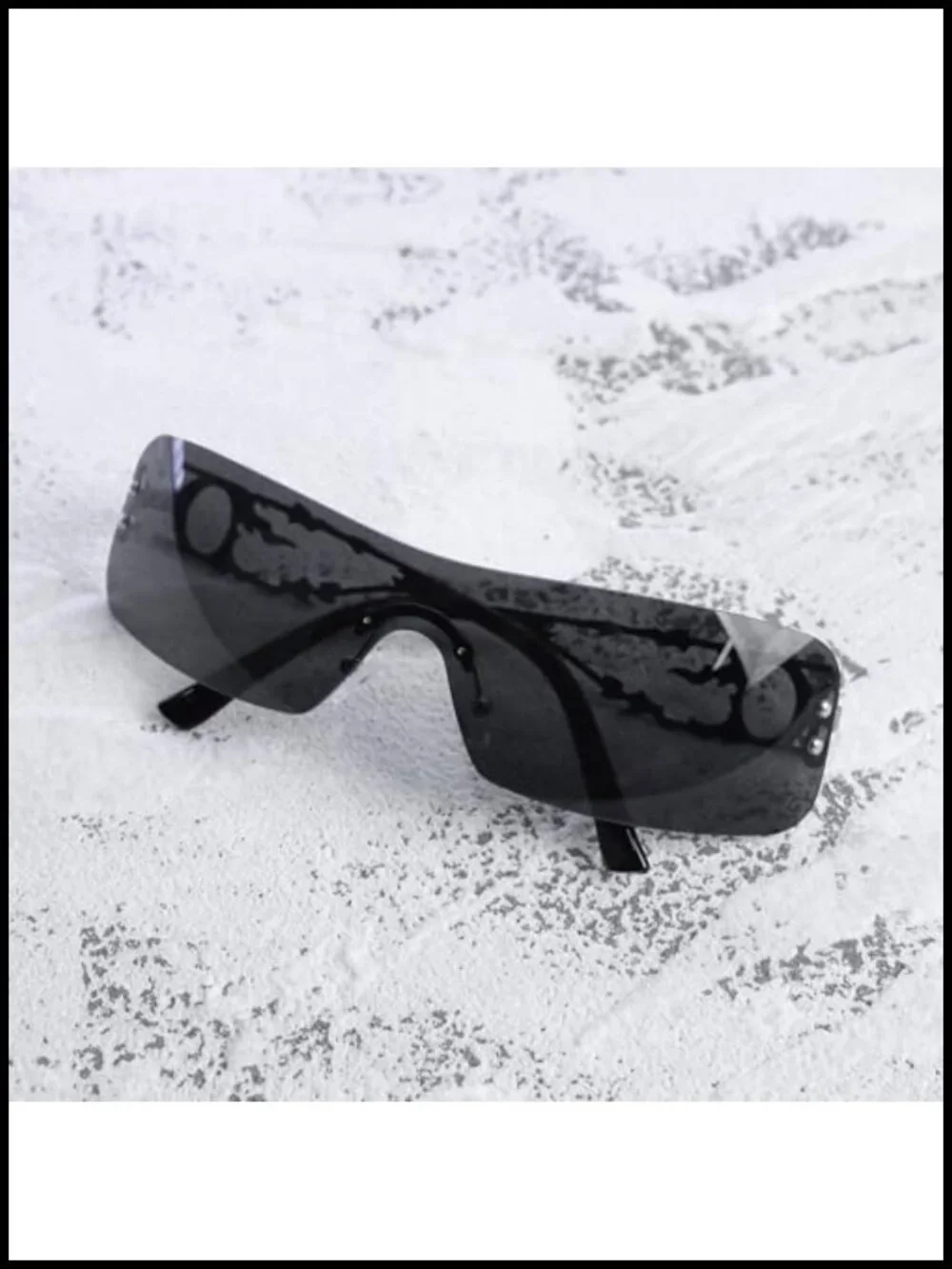 Rimless Wrap Around Sunglasses UV400 Protection Futuristic Y2K